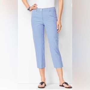 Talbots Blue & White Checked Gingham Perfect Skimmer Capri Pants Size 10 NEW